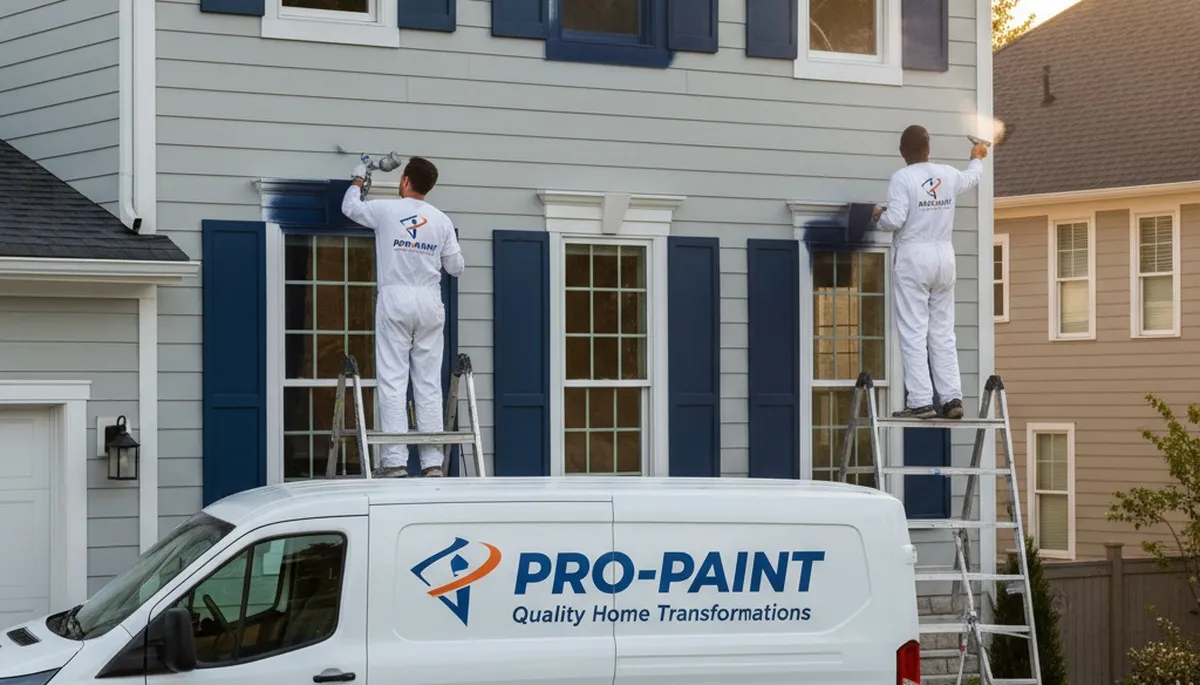 Professional shutter painting and refinishing on a Bakersfield CA home exterior in bright sunlight